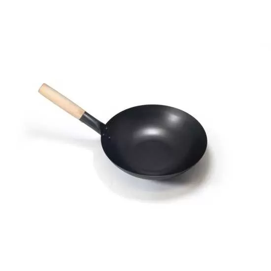 Ατσάλινο Γουόκ Origin Outdoors Carbon Steel 30cm με ξύλινο χερούλι | www.mantemi.gr